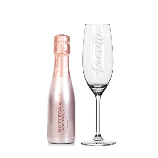 Personalised Rose Gold Bottega Prosecco & Flute Set