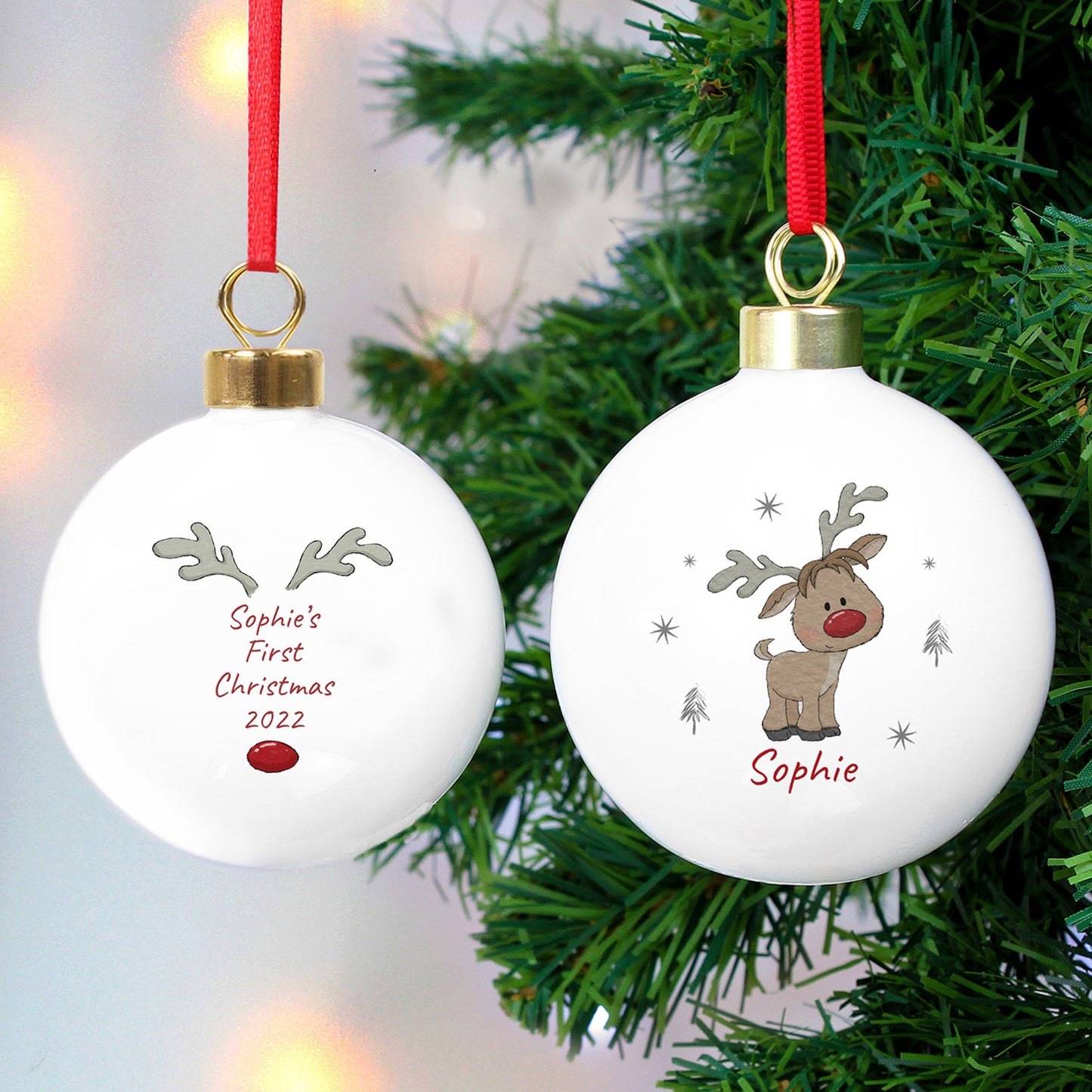 Personalised Little Reindeer Bauble