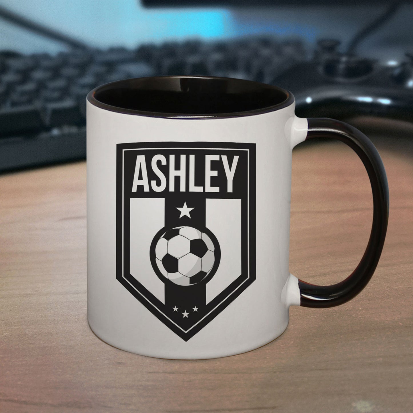 Personalised Black Football Mug