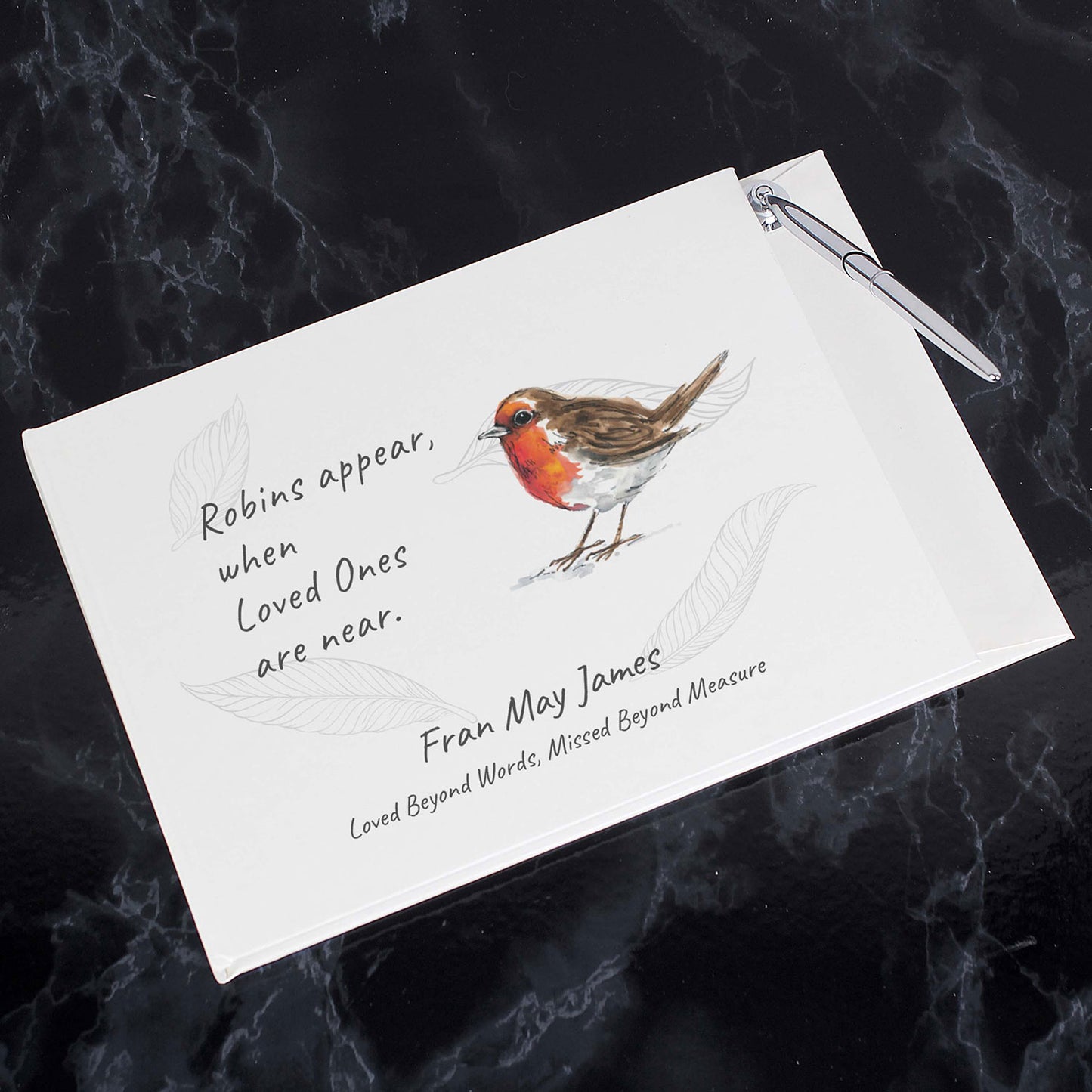 Personalised Robin Condolence Guest Book