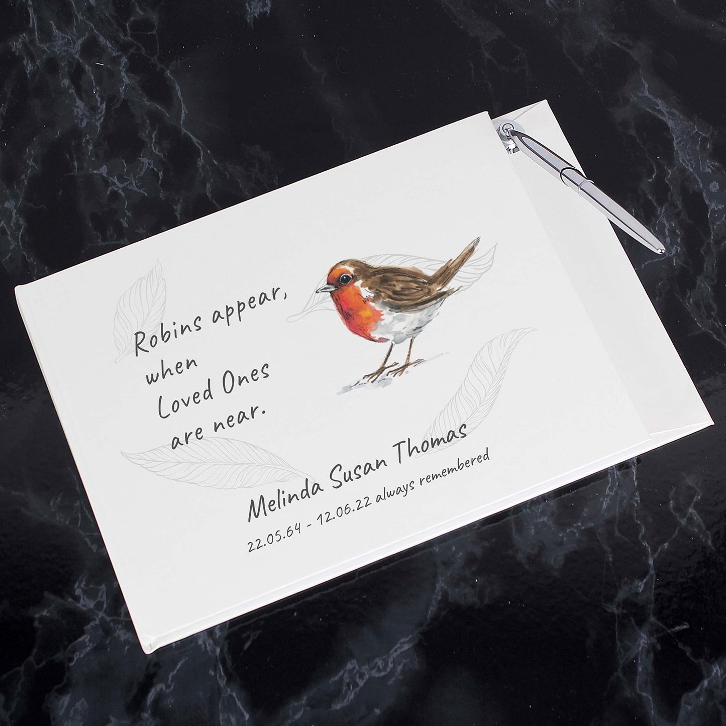 Personalised Robin Condolence Guest Book