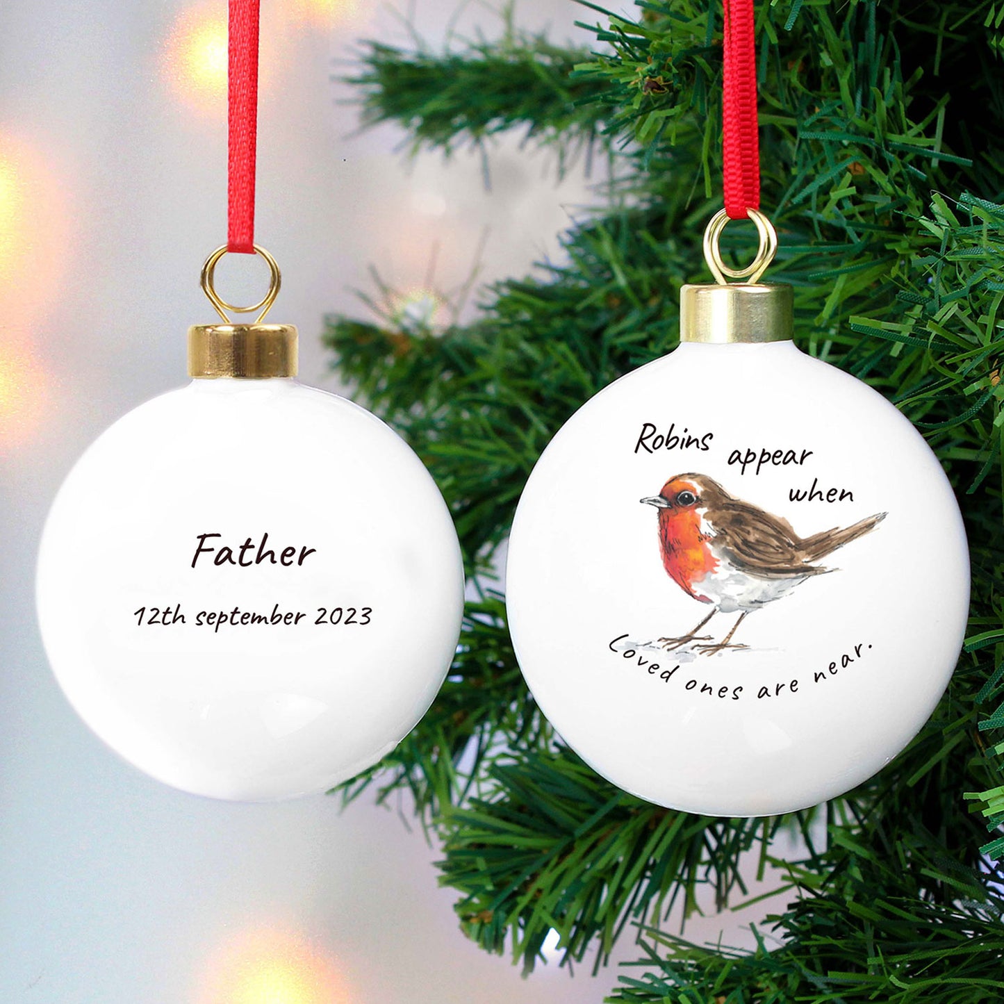 Personalised Robins Appear Christas Bauble