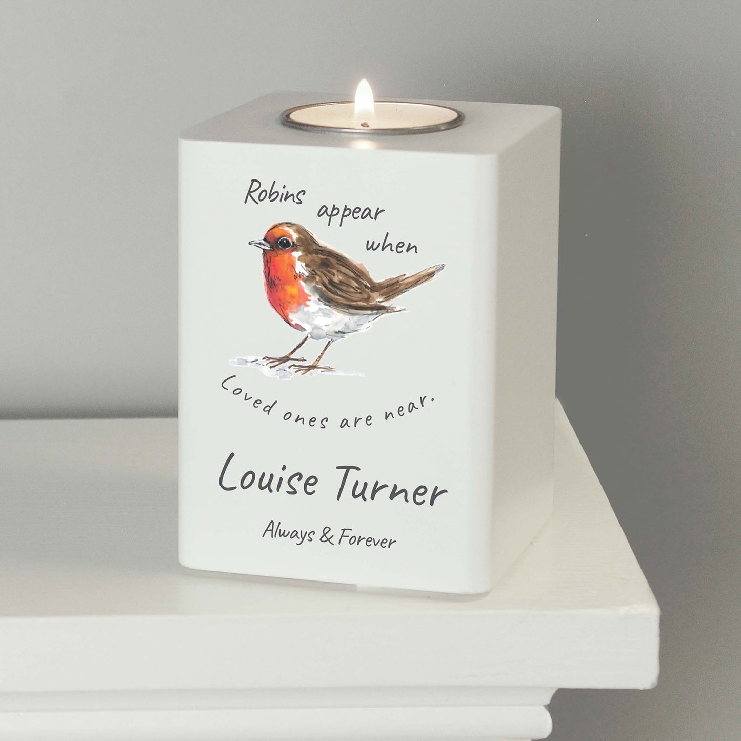 Personalised Robin Memorial Tea light Holder