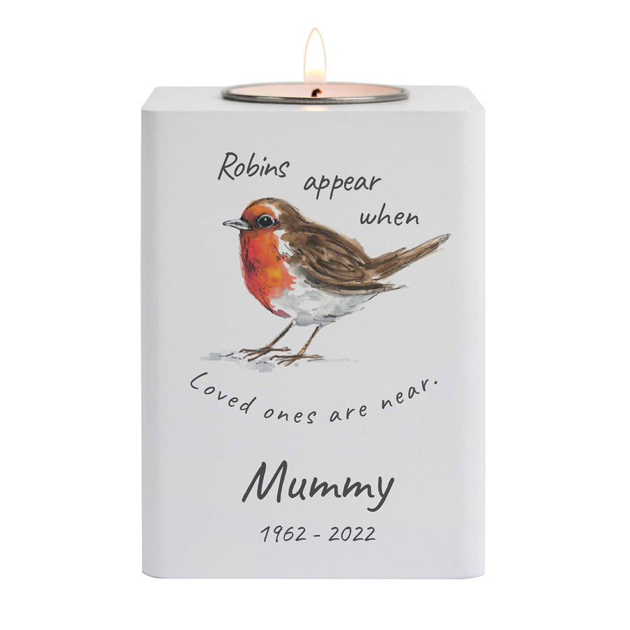 Personalised Robin Memorial Tea light Holder