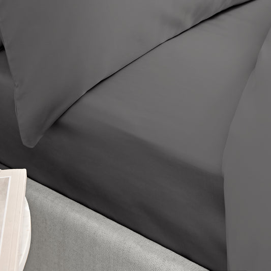 Bianca Charcoal Grey 400TC Cotton Sateen Extra Deep (36cm) Fitted Sheet