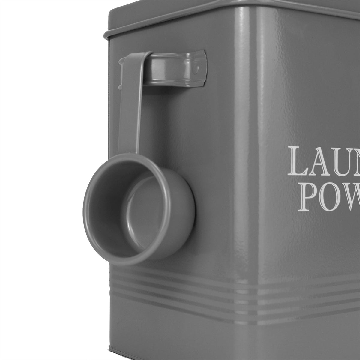 Laundry Powder Storage Tin with Scoop Grey