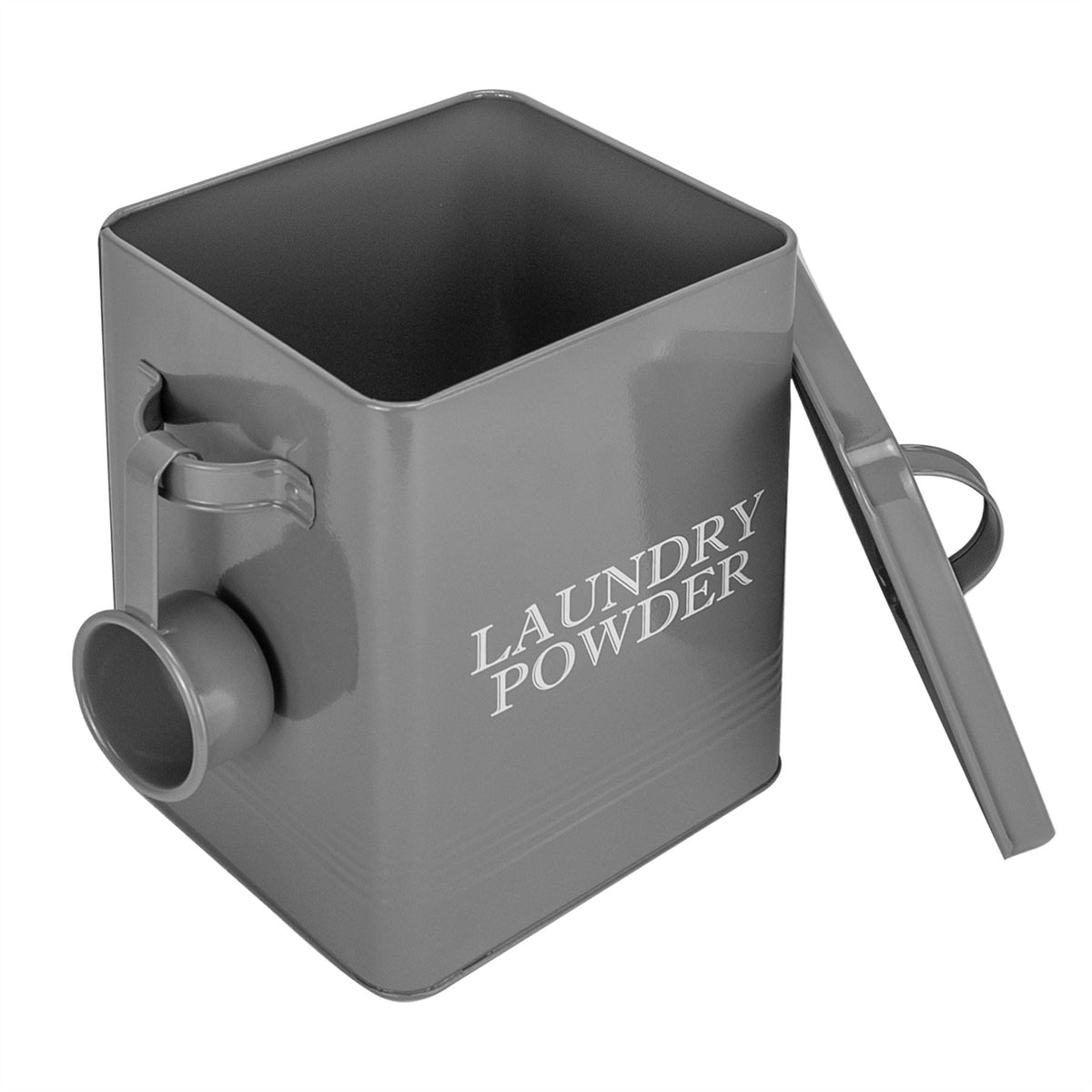Laundry Powder Storage Tin with Scoop Grey