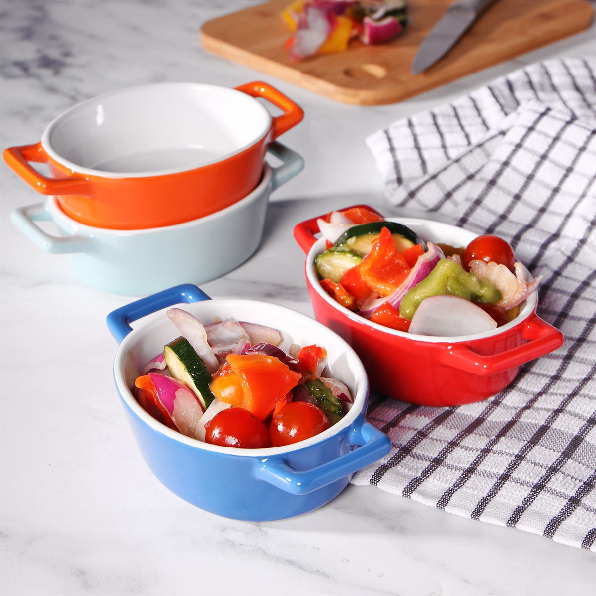 Mini Ceramic Oven Dishes - Set of 4 Oval