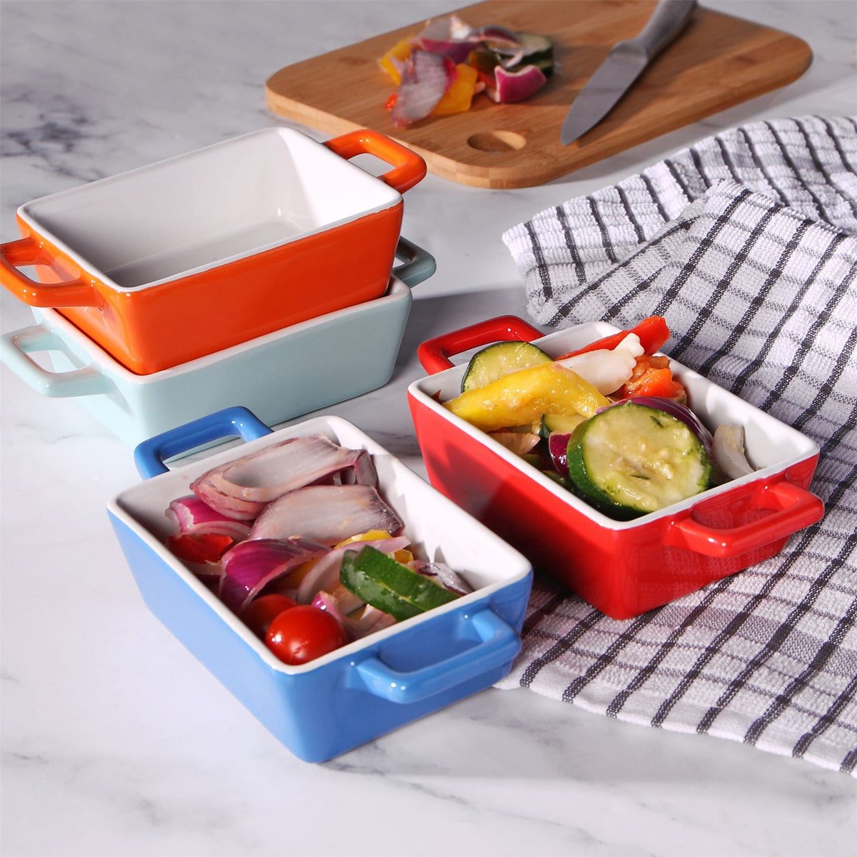 Mini Ceramic Oven Dishes - Set of 4 Rectangle