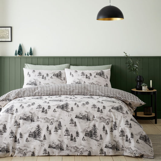 Catherine Lansfield Brushed Cotton Alpine Village Reversible Duvet Set