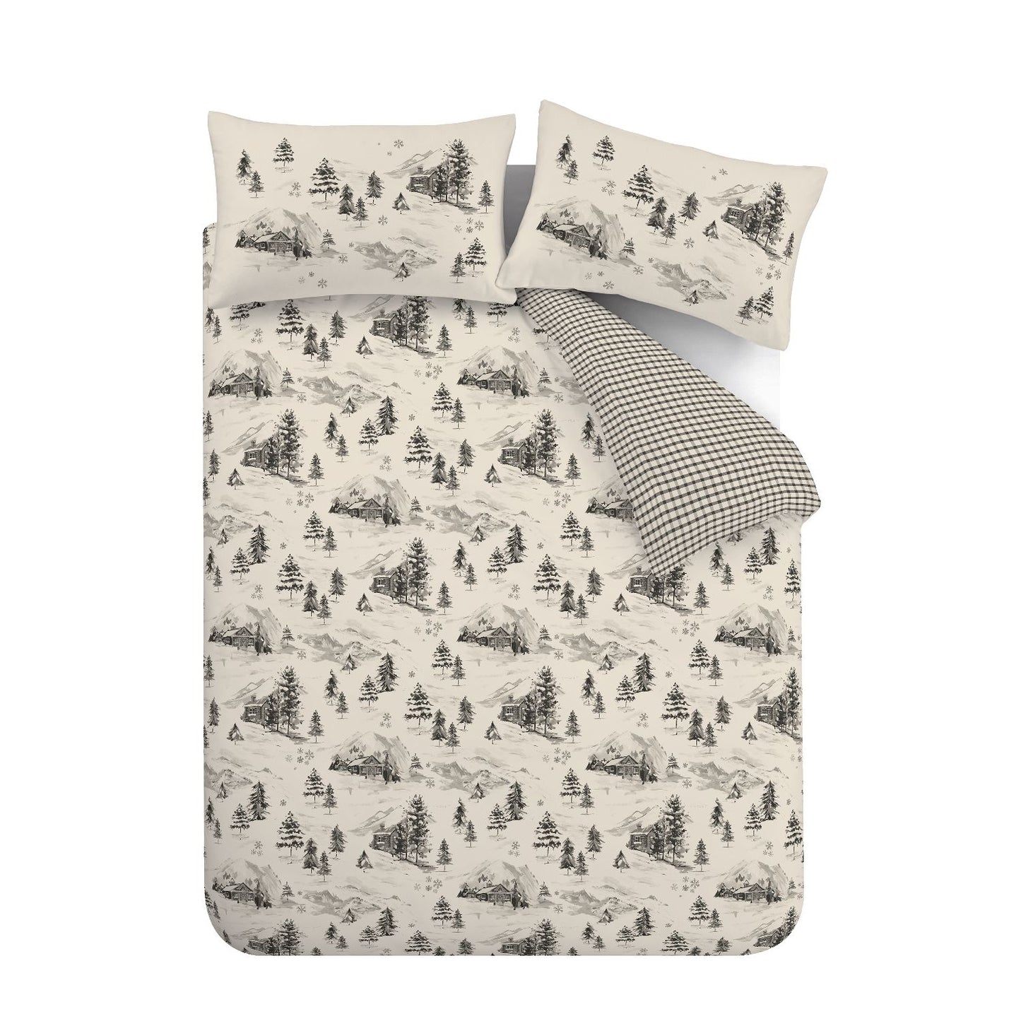 Catherine Lansfield Brushed Cotton Alpine Village Reversible Duvet Set