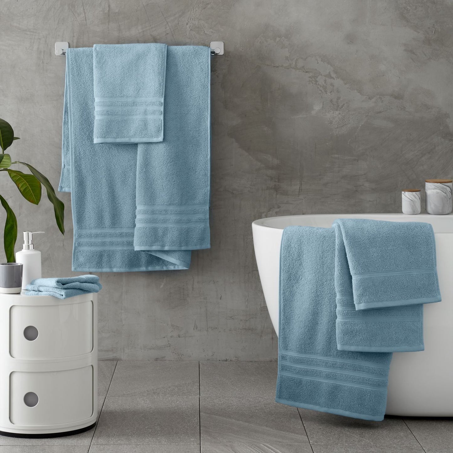 Catherine Lansfield Zero Twist Blue Cotton 6 Piece Towel Bale Set