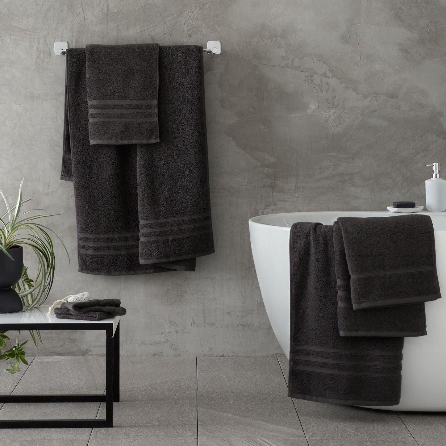 Catherine Lansfield Zero Twist Charcoal Grey Cotton Towels