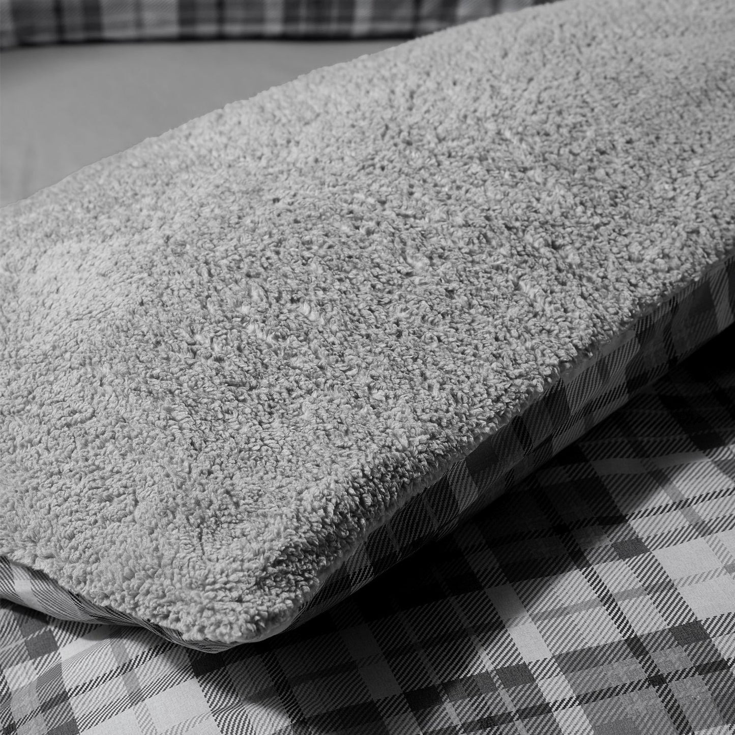 Catherine Lansfield Cosy Sherpa Fleece Grey Check Duvet Set