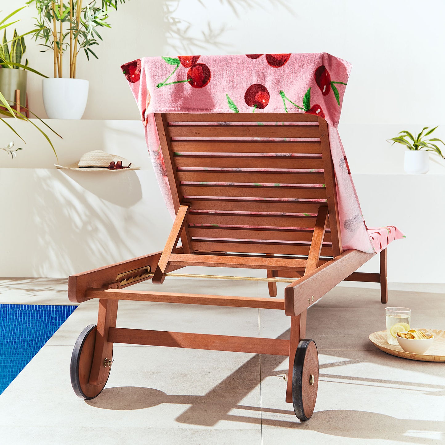 Catherine Lansfield Cherries Pink Cotton Beach Sun Lounger Towel
