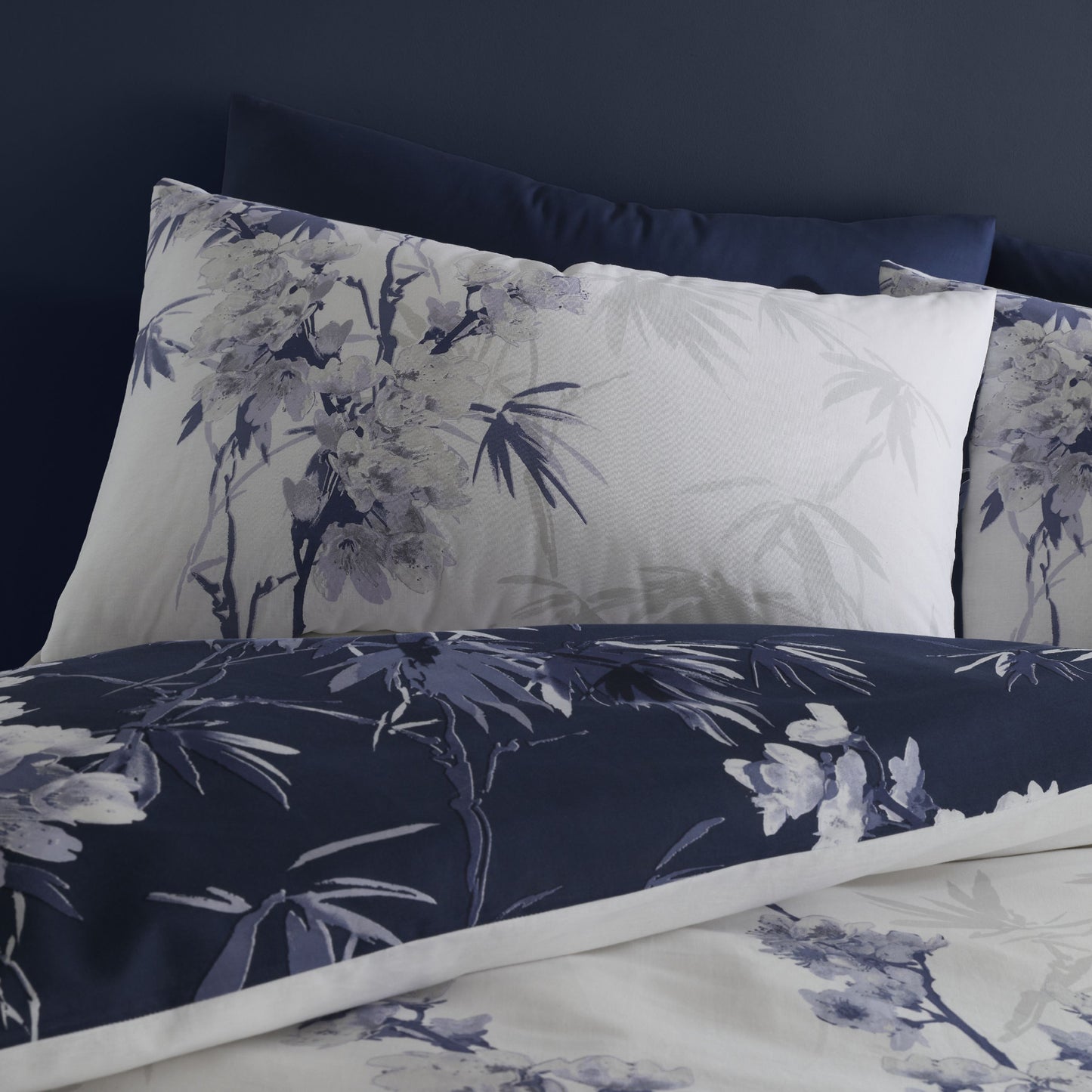 Bianca Kyoto Navy Blue Leaf Duvet Set