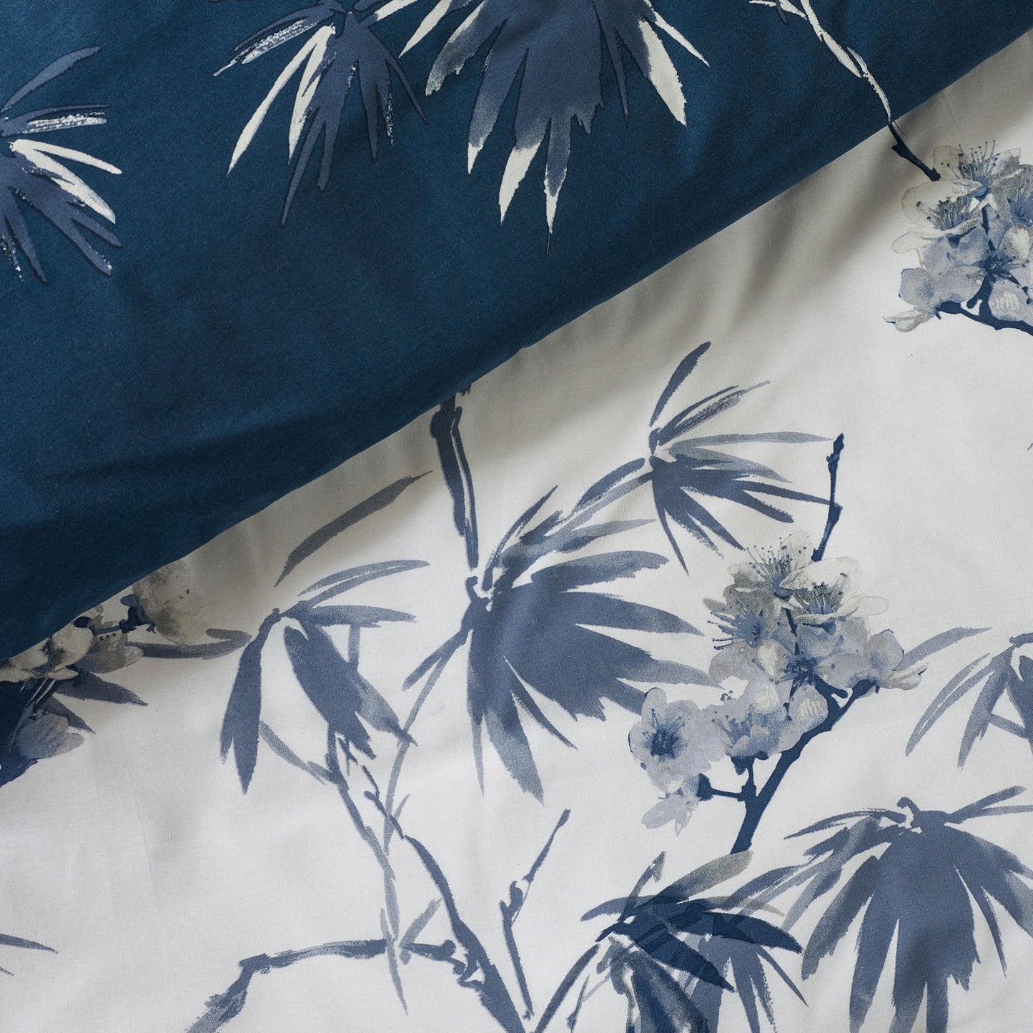 Catherine Lansfield Kyoto Blue Floral Reversible Duvet Set