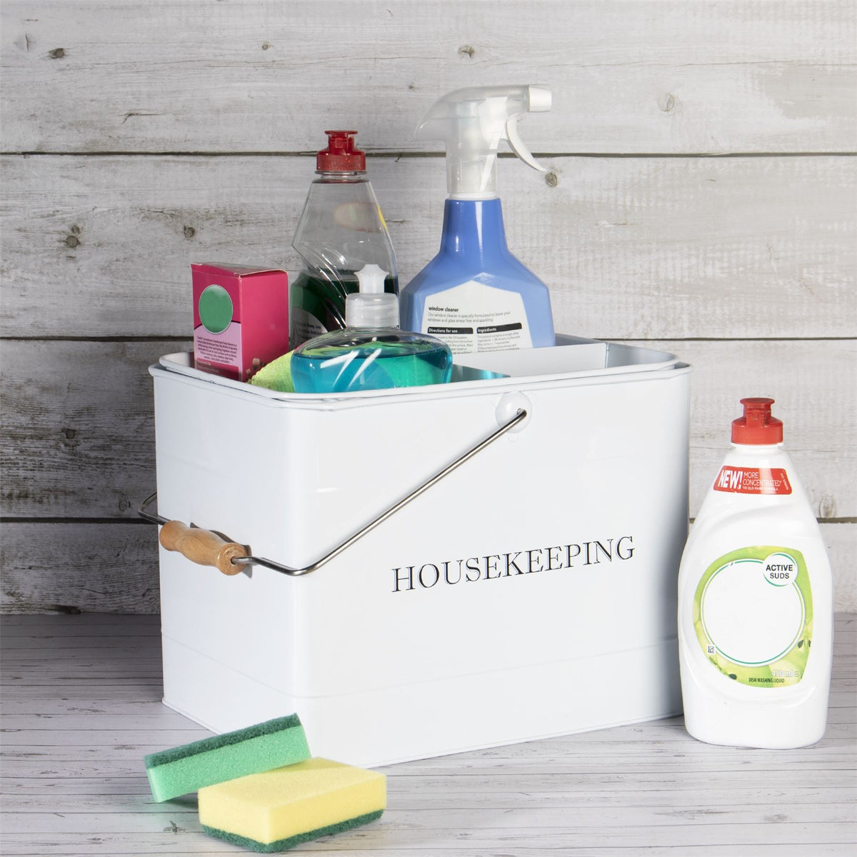 Vintage Housekeeping Cleaning Caddy White