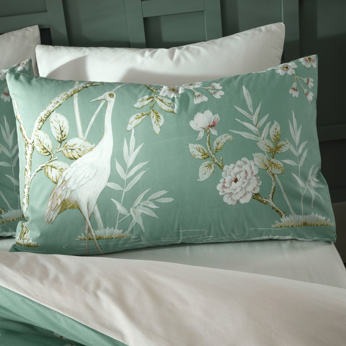 Bianca Green Painted Storks Duvet Set