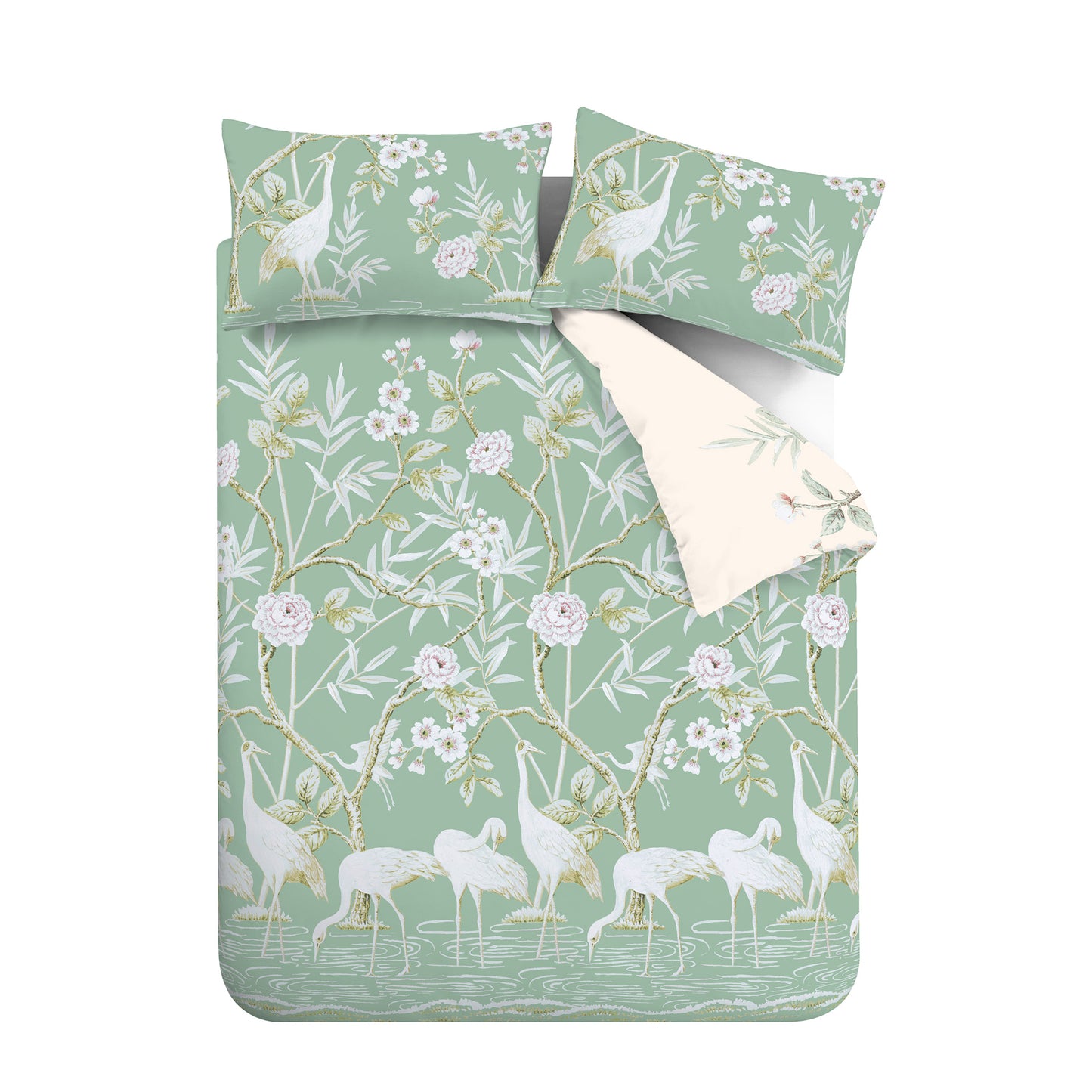 Bianca Green Painted Storks Duvet Set