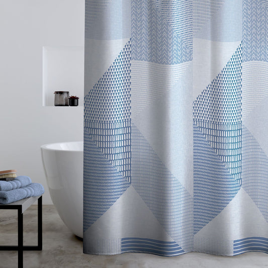 Catherine Lansfield Larsson Geo Blue Shower Curtain Panel