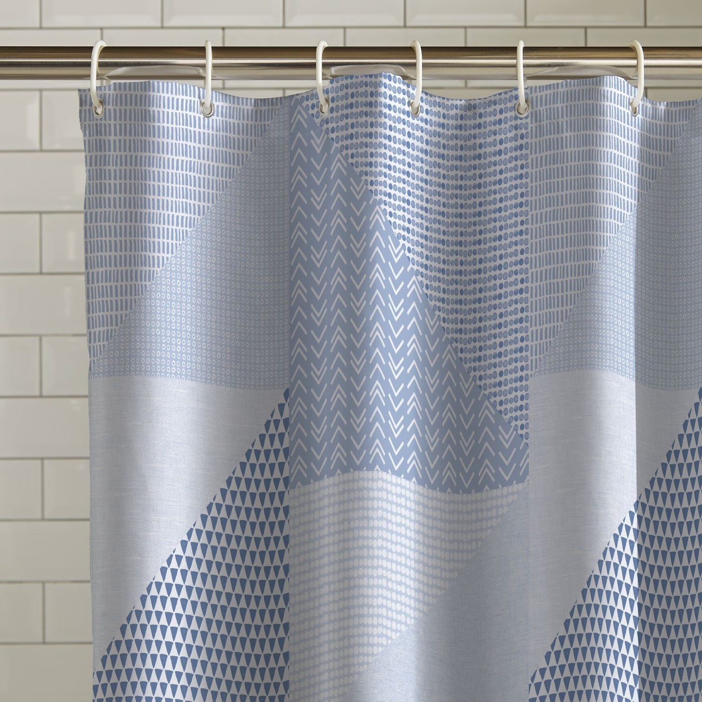 Catherine Lansfield Larsson Geo Blue Shower Curtain Panel