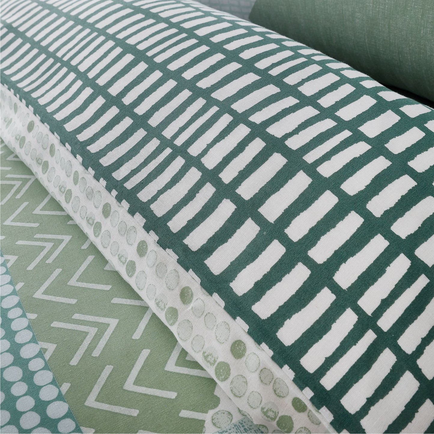 Catherine Lansfield Larsson Green Geo Reversible Duvet Set