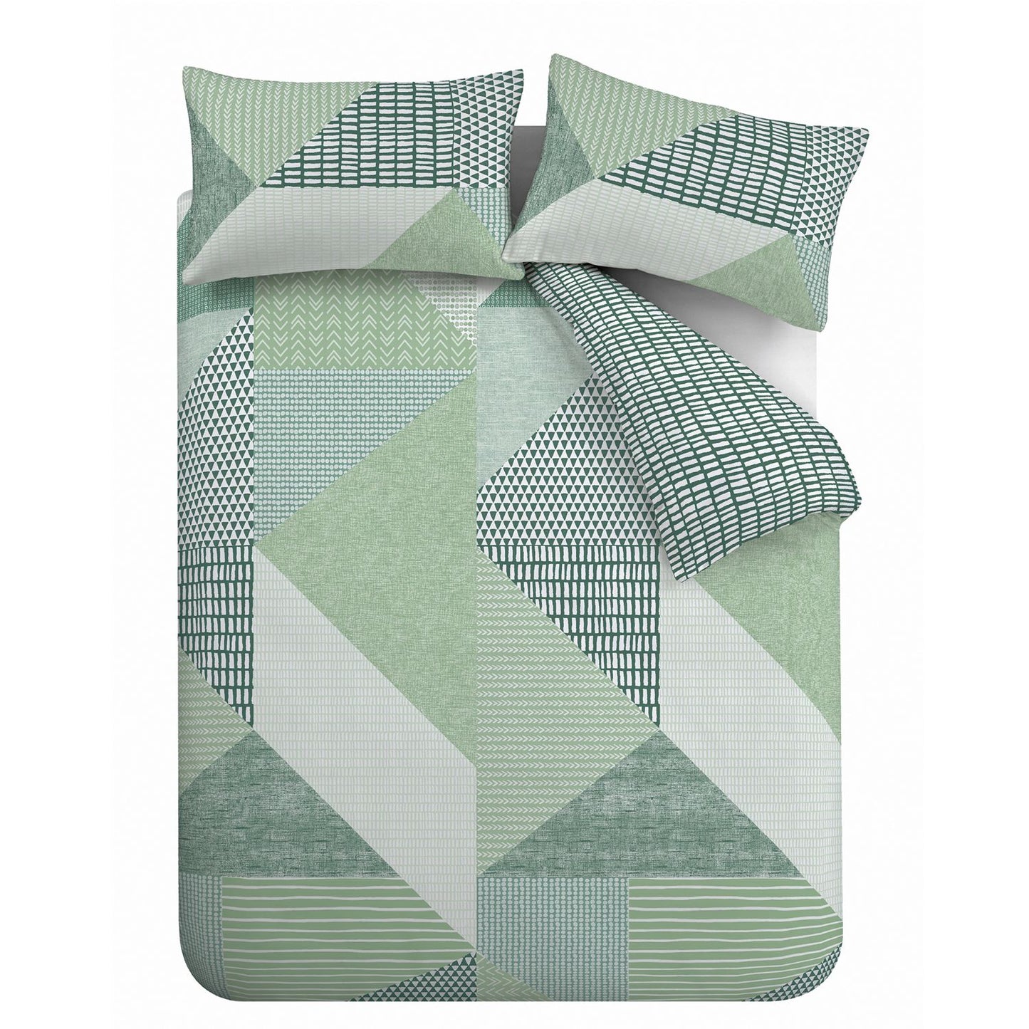 Catherine Lansfield Larsson Green Geo Reversible Duvet Set