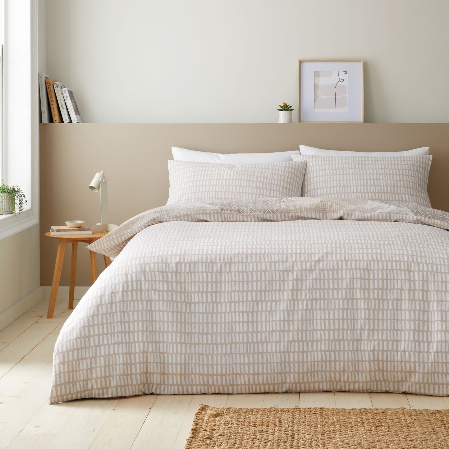 Catherine Lansfield Larsson Natural Geo Reversible Duvet Set