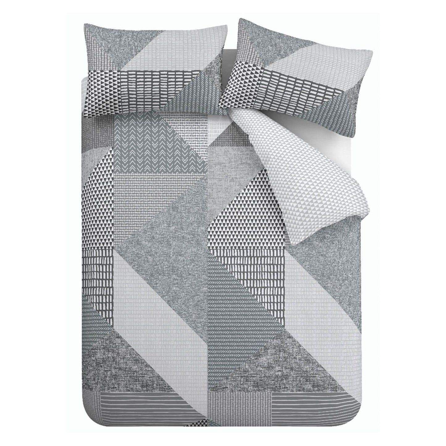 Catherine Lansfield Larsson Grey Geo Reversible Duvet Set