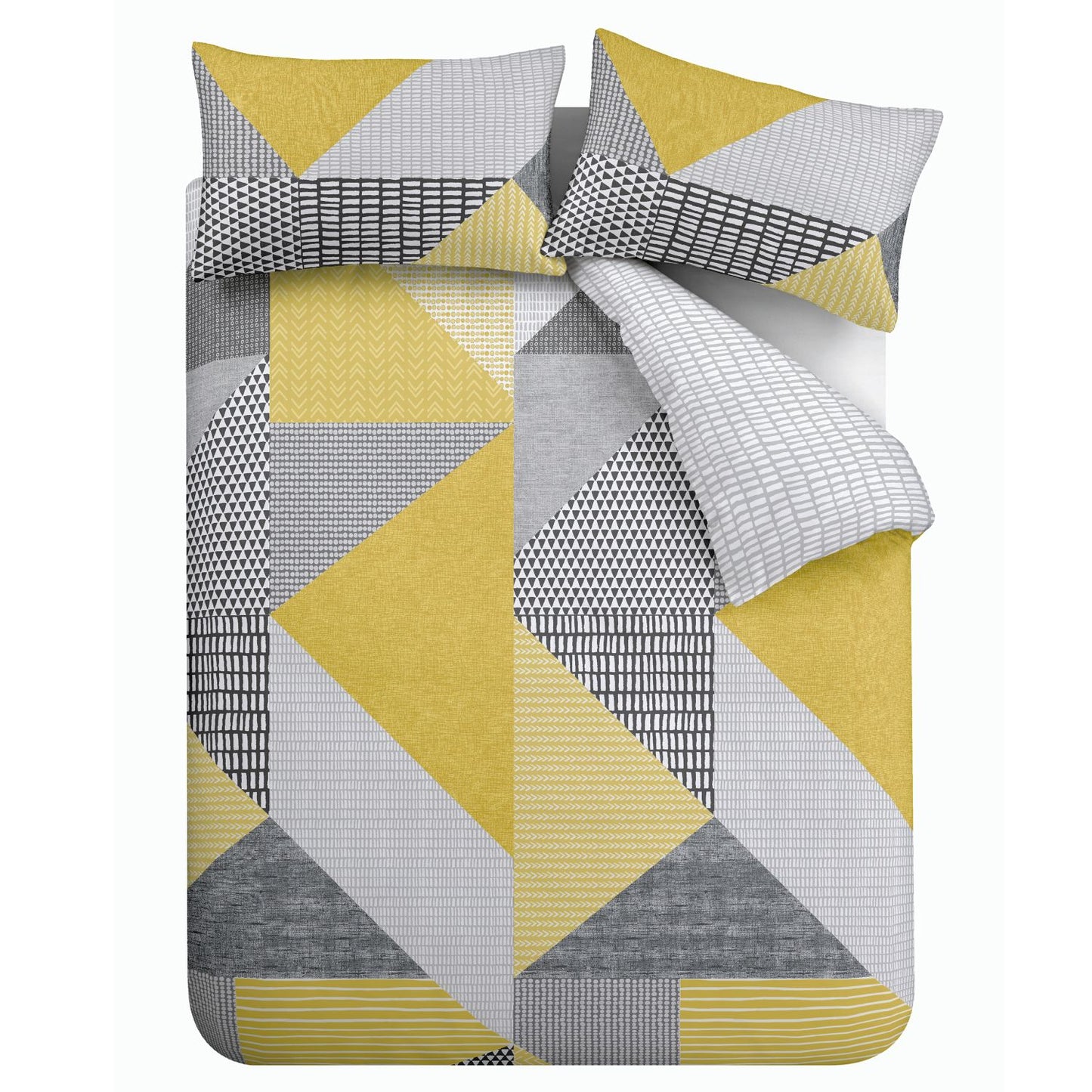 Catherine Lansfield Larsson Ochre Yellow Geo Reversible Duvet Set