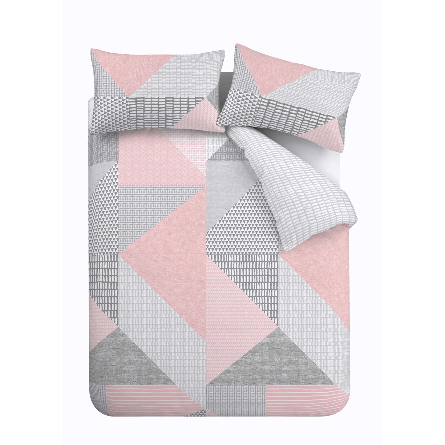 Catherine Lansfield Larsson Pink Geo Reversible Duvet Set