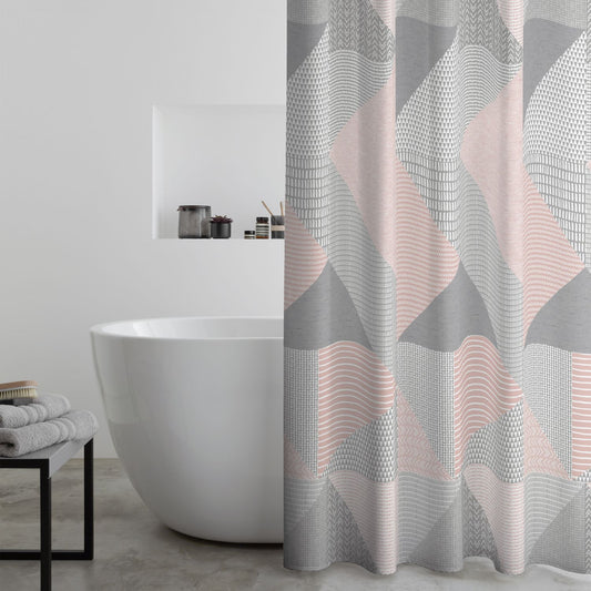 Catherine Lansfield Larsson Geo Blush Pink Shower Curtain