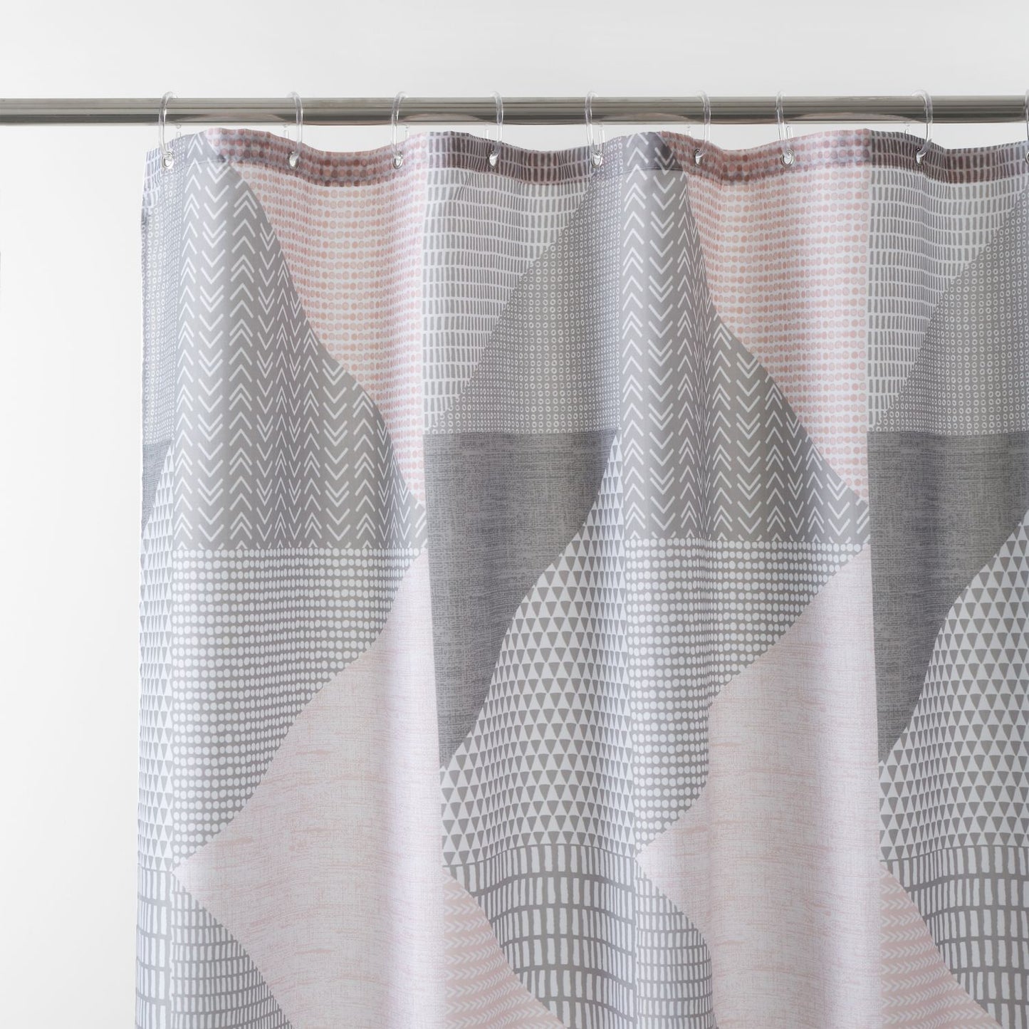 Catherine Lansfield Larsson Geo Blush Pink Shower Curtain
