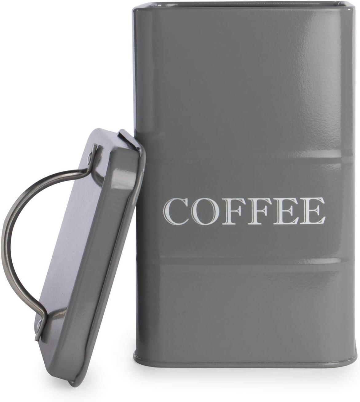 Stainless Steel Tea, Coffee & Sugar Canisters Grey