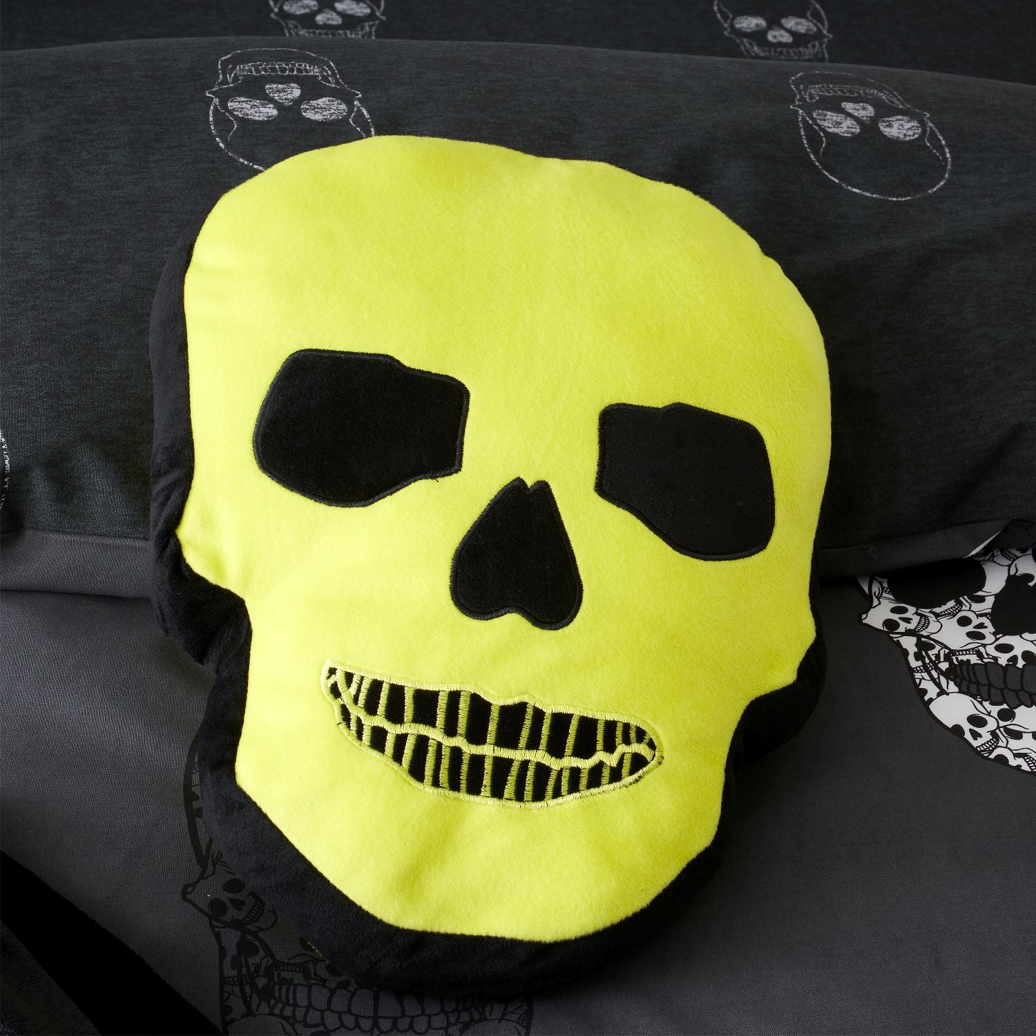 Catherine Lansfield Fluorescent Skull Shaped Cushion – Julian Charles Home