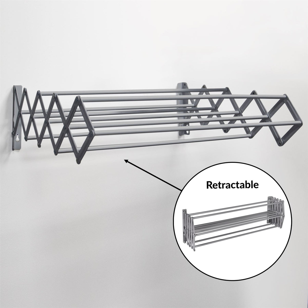 Wall Mounted Extendable Clothes Airer Grey