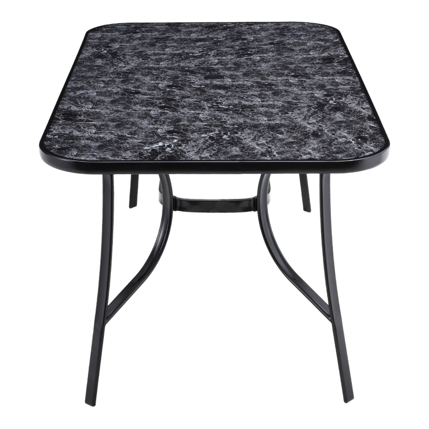 Rectangle Tempered Glass Black Marble Effect Garden Coffee Table