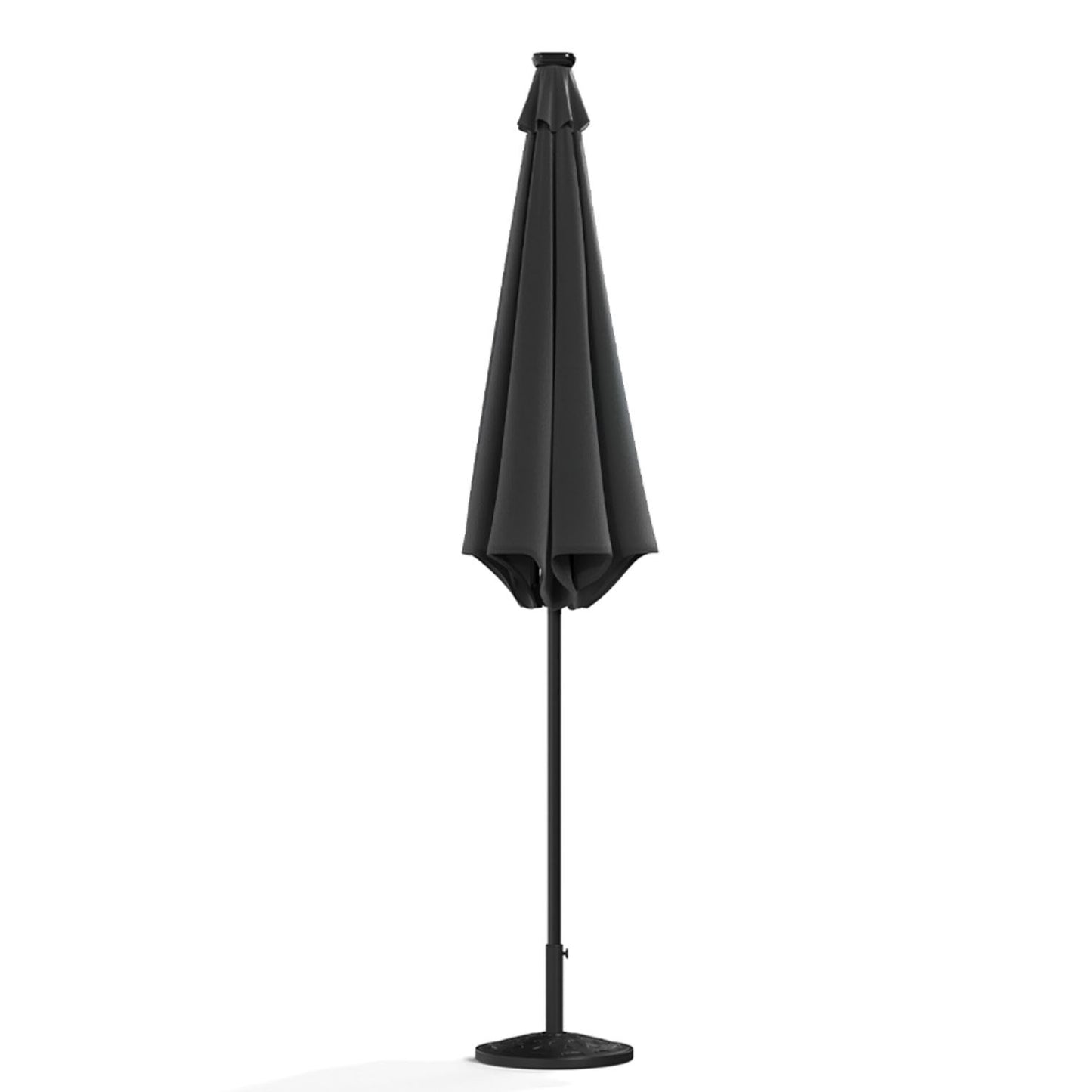 Solar LED Crank & Tilt Dark Grey Parasol With Resin Floral Base 3M