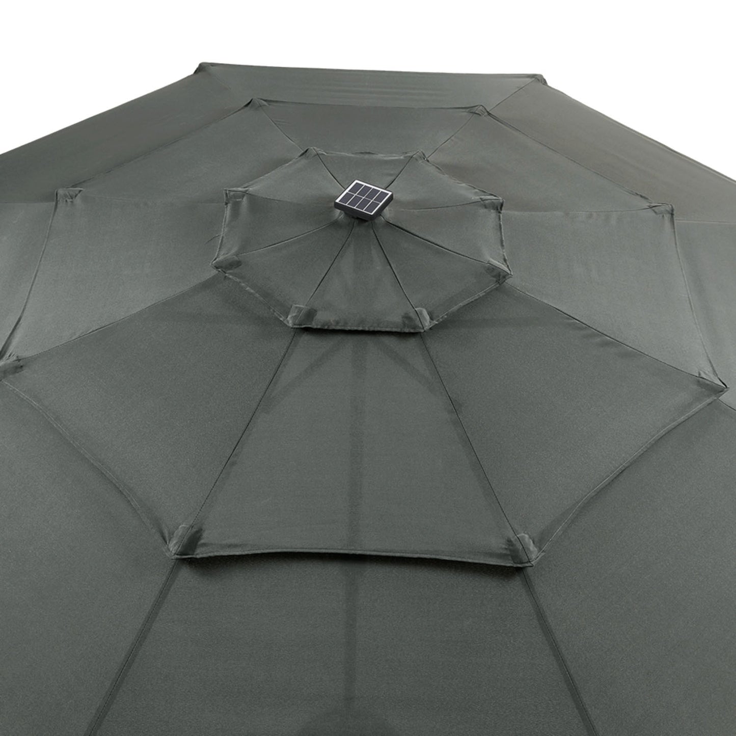 3 Tier Dark Grey Patio Umbrella With Tilt & Base 2.9M