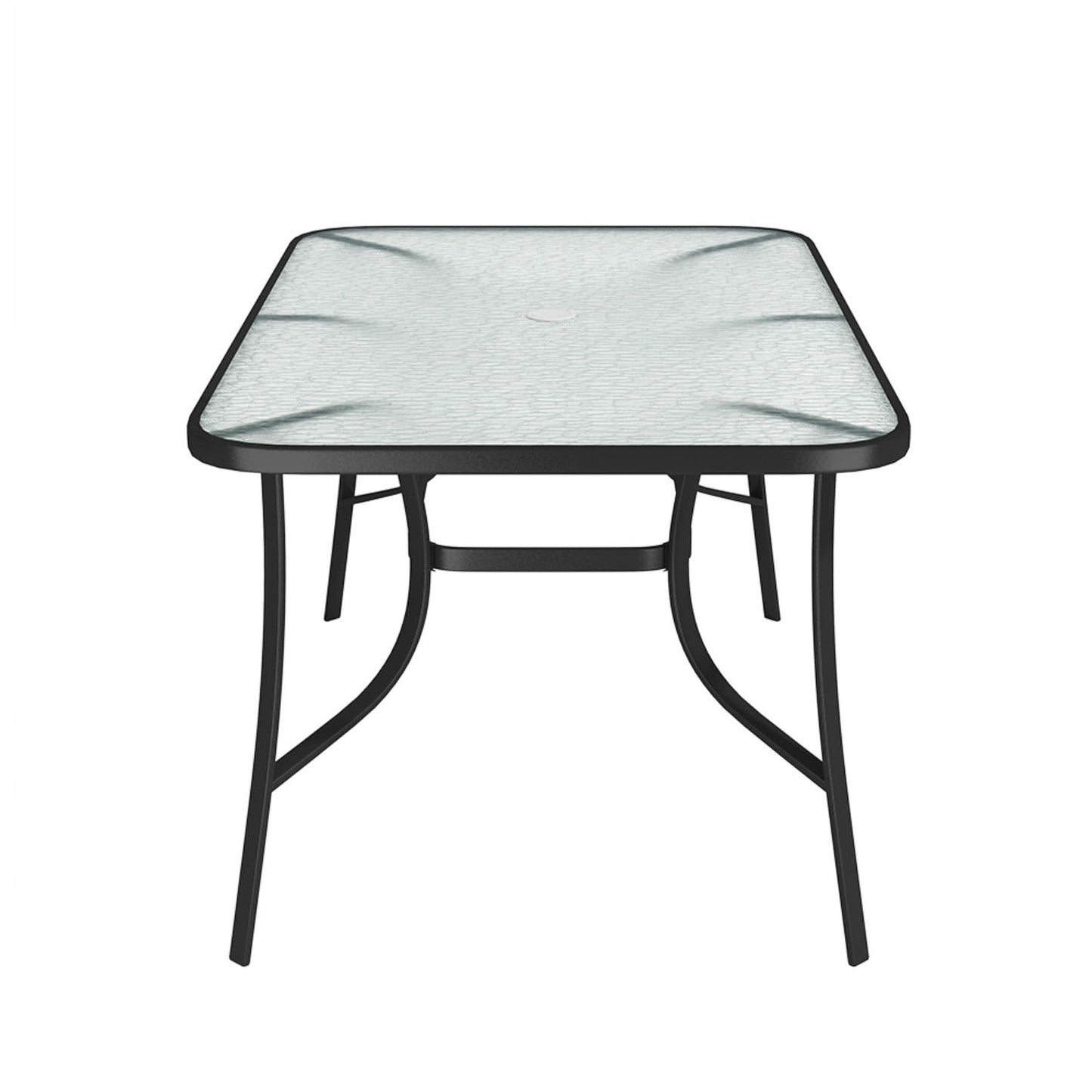4 Seater Rectangular Tempered Glass Black Garden Table
