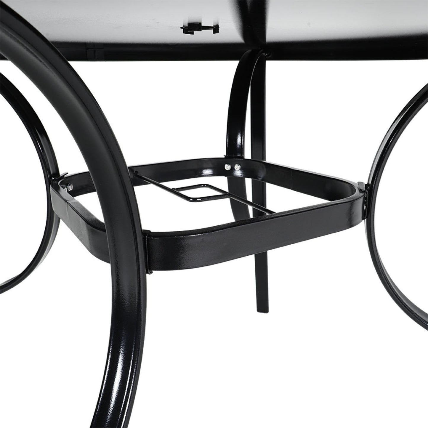 4 Seater Round Garden Glass Table with Parasol Hole