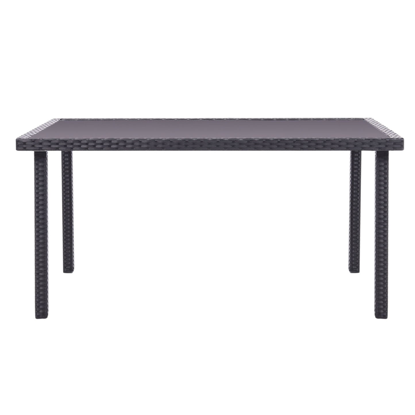 Rectangle Garden Outdoor Rattan Patio Dining Table Black