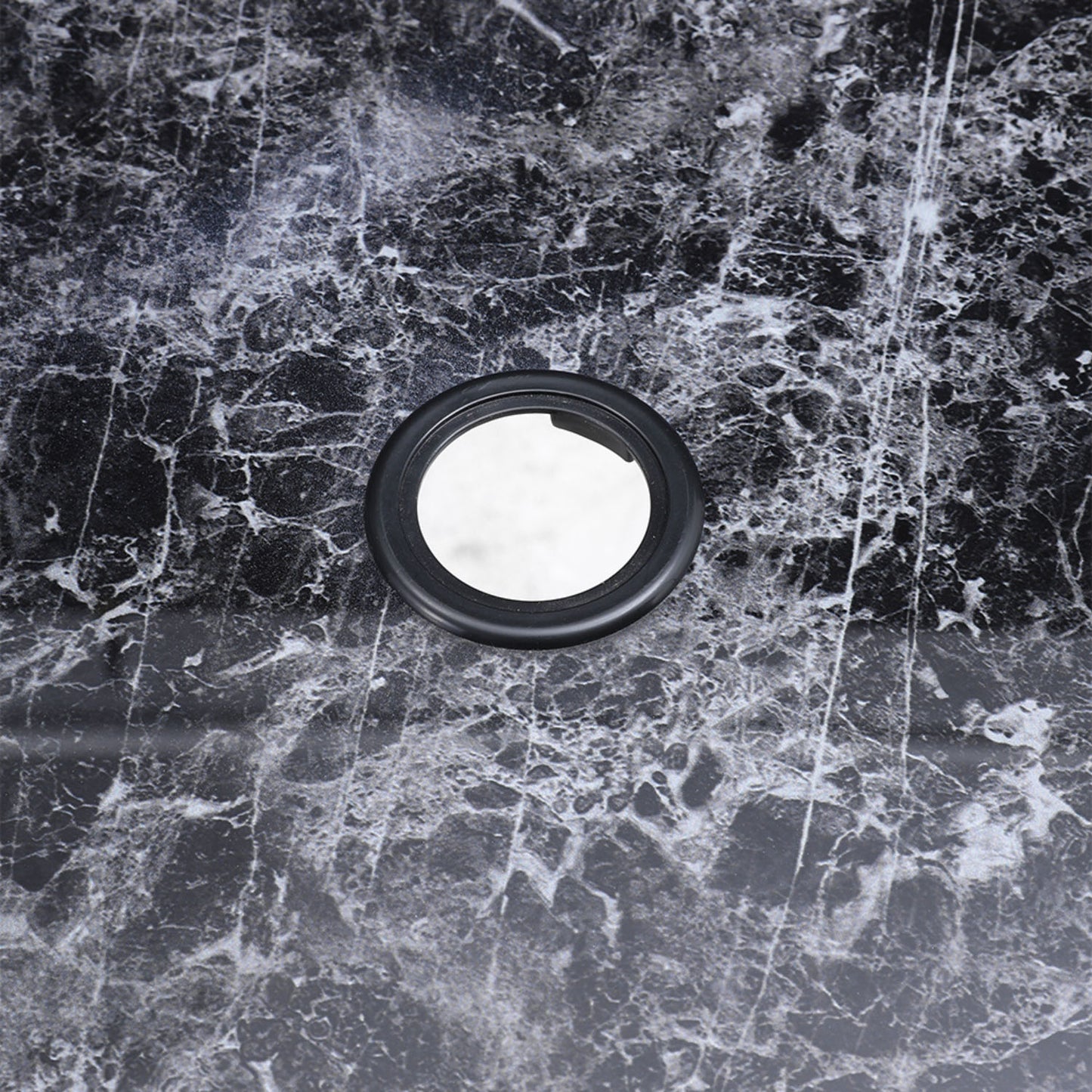 Tempered Glass Black Round Marble Effect Garden Coffee Table
