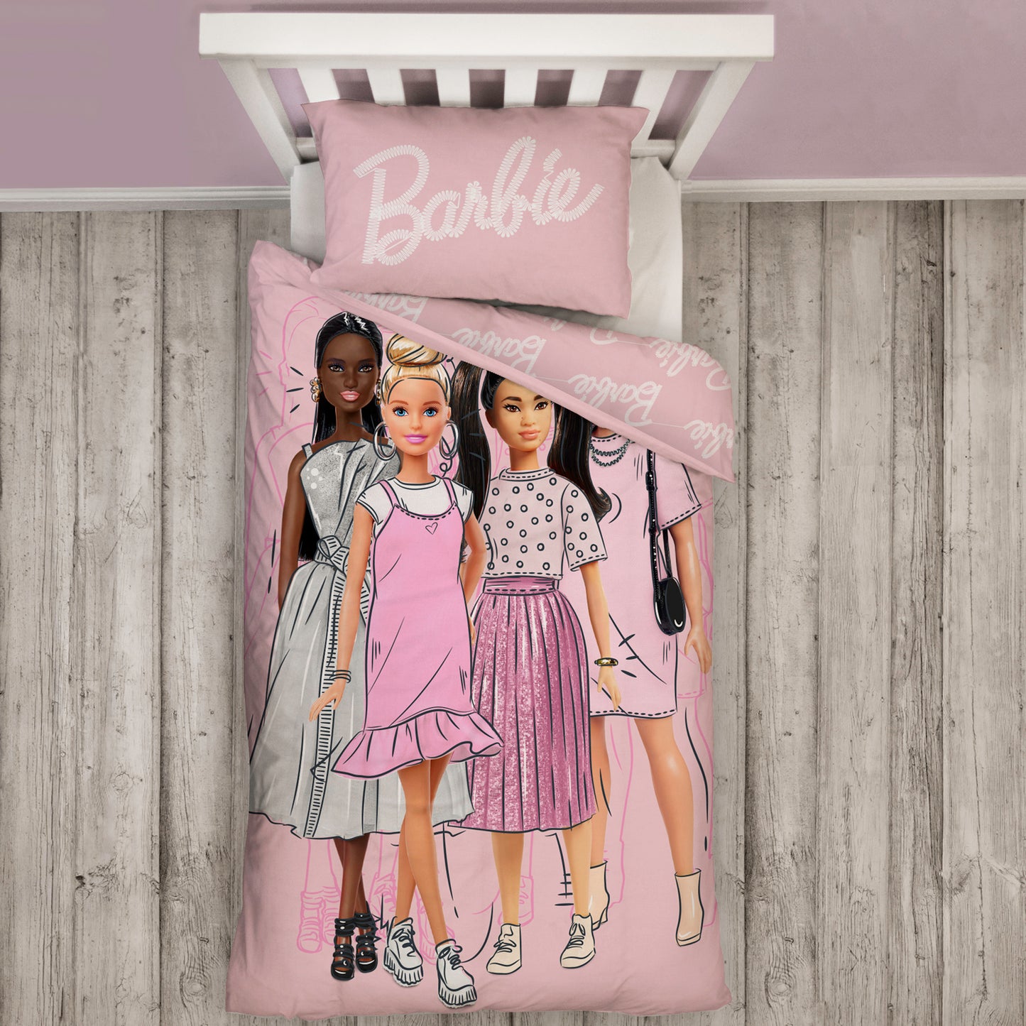 Barbie Figures Panel Duvet Set