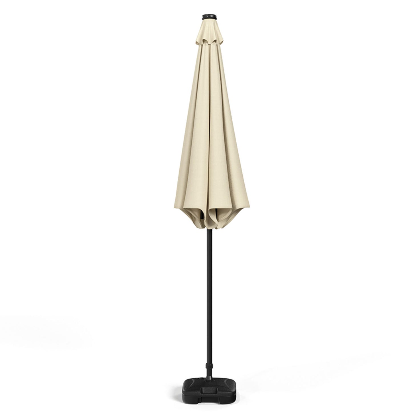 Crank and Tilt 24 Solar LED Parasol Beige with Plastic Fillable Base 3m