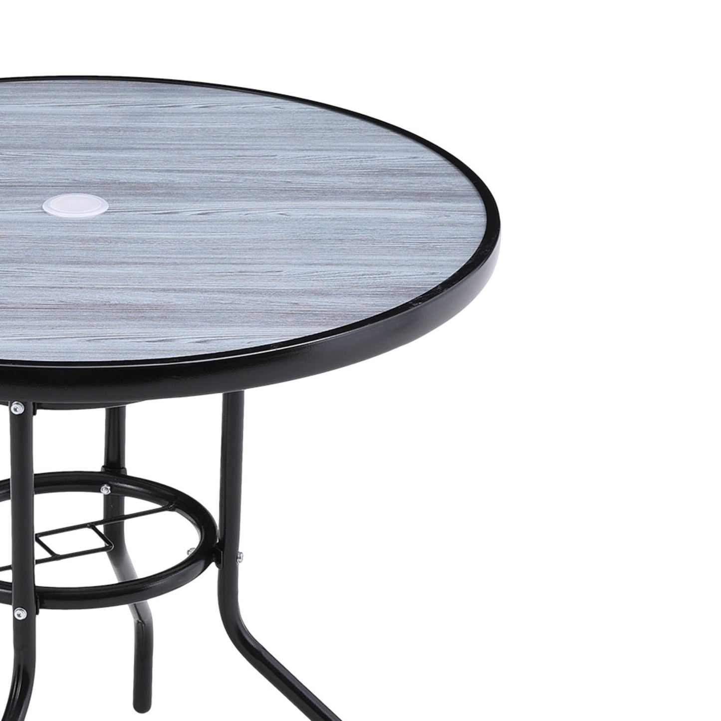 Tempered Glass Grey Round Wood Grain Coffee Table