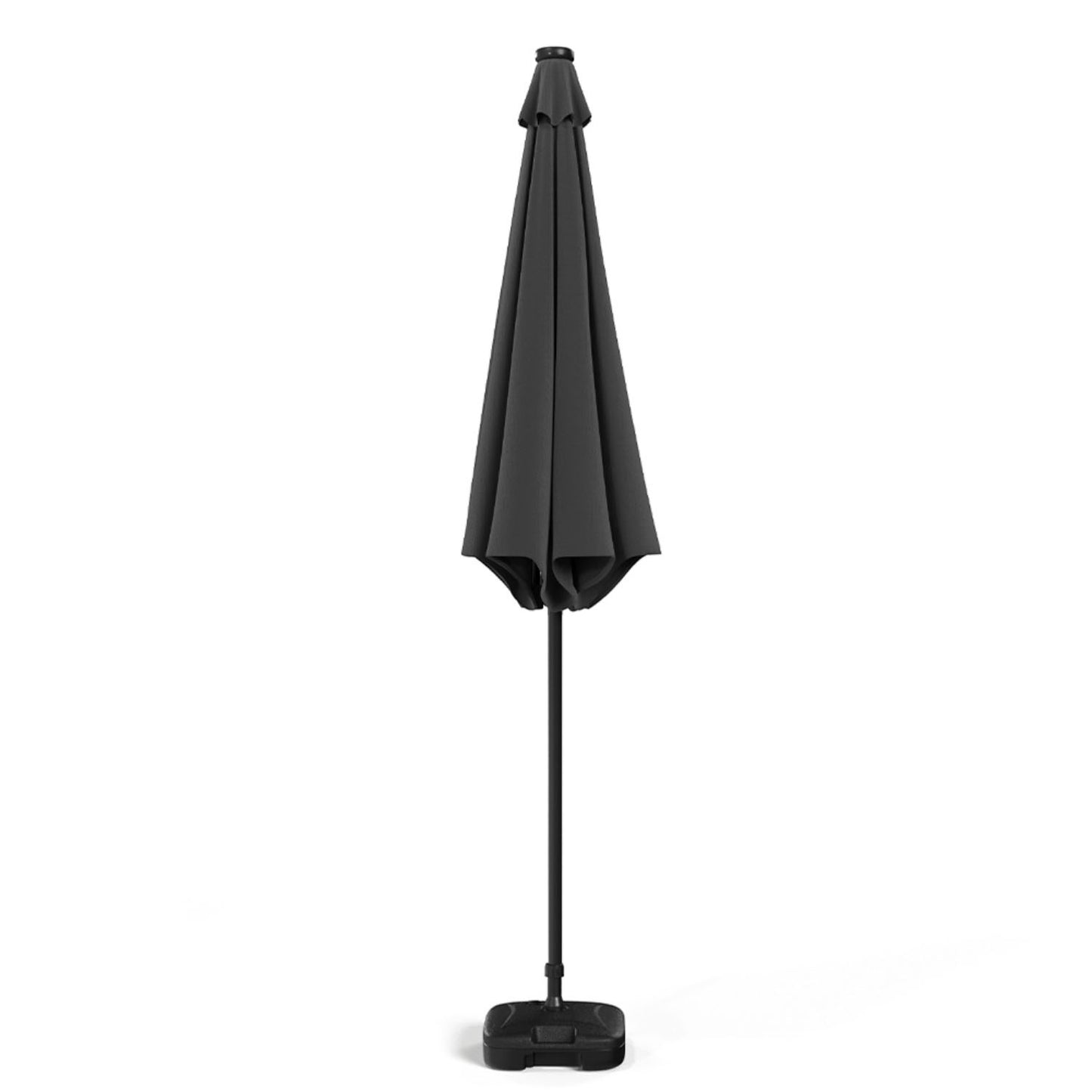 Crank and Tilt 24 Solar LED Dark Grey Garden Parasol with Plastic Fillable Base 3m
