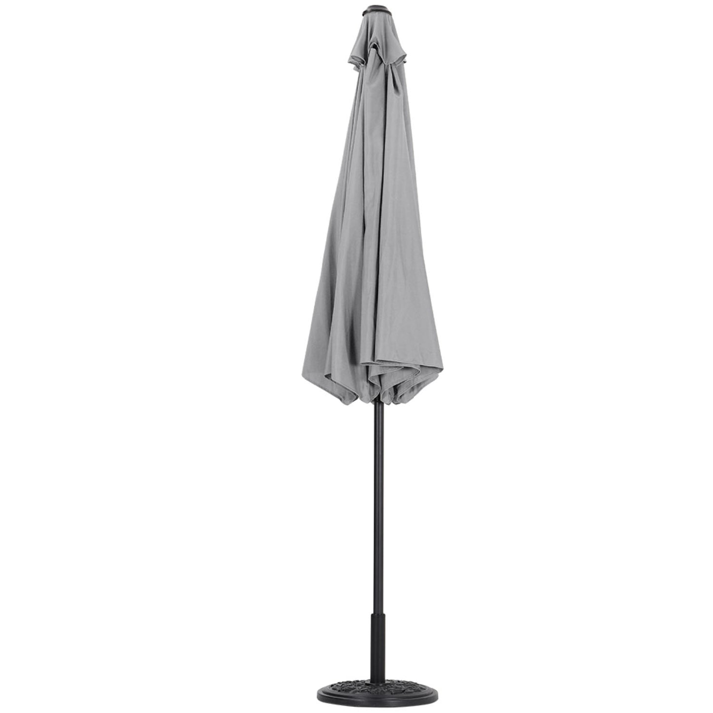 Outdoor Crank and Tilt Parasol Light Grey with Round Base 3m