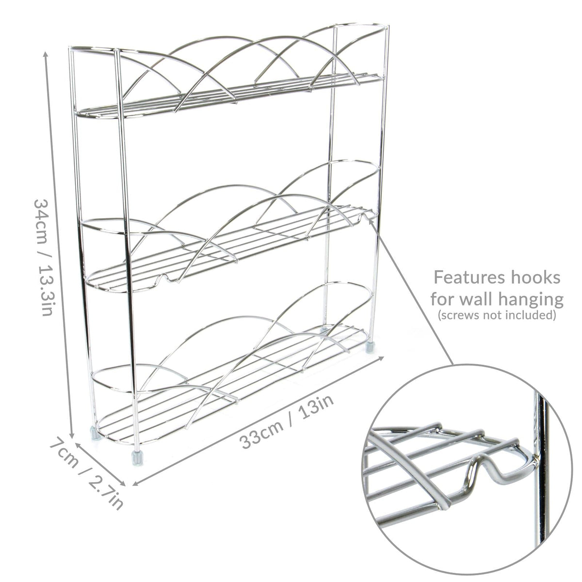 3 Tier Herb & Spice Rack Chrome
